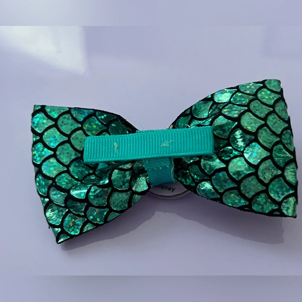 Mermaid Theme Kids Hair Bow - Green and Cream